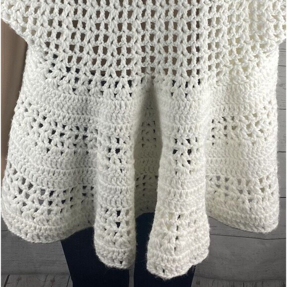 XXI Sweater Vest Ivory Open Knit Ruffled High Low - Picture 11 of 12